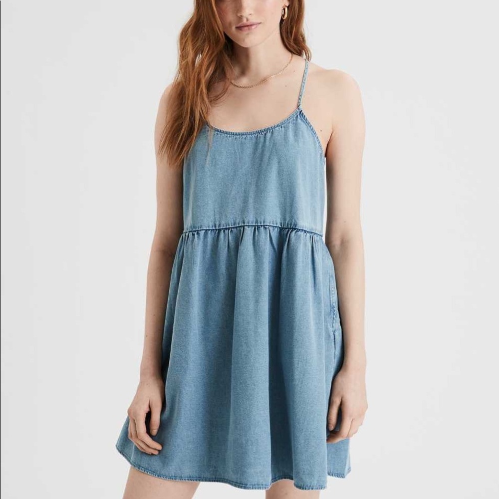American Eagle Outfitters Light Blue Denim Mini Dress